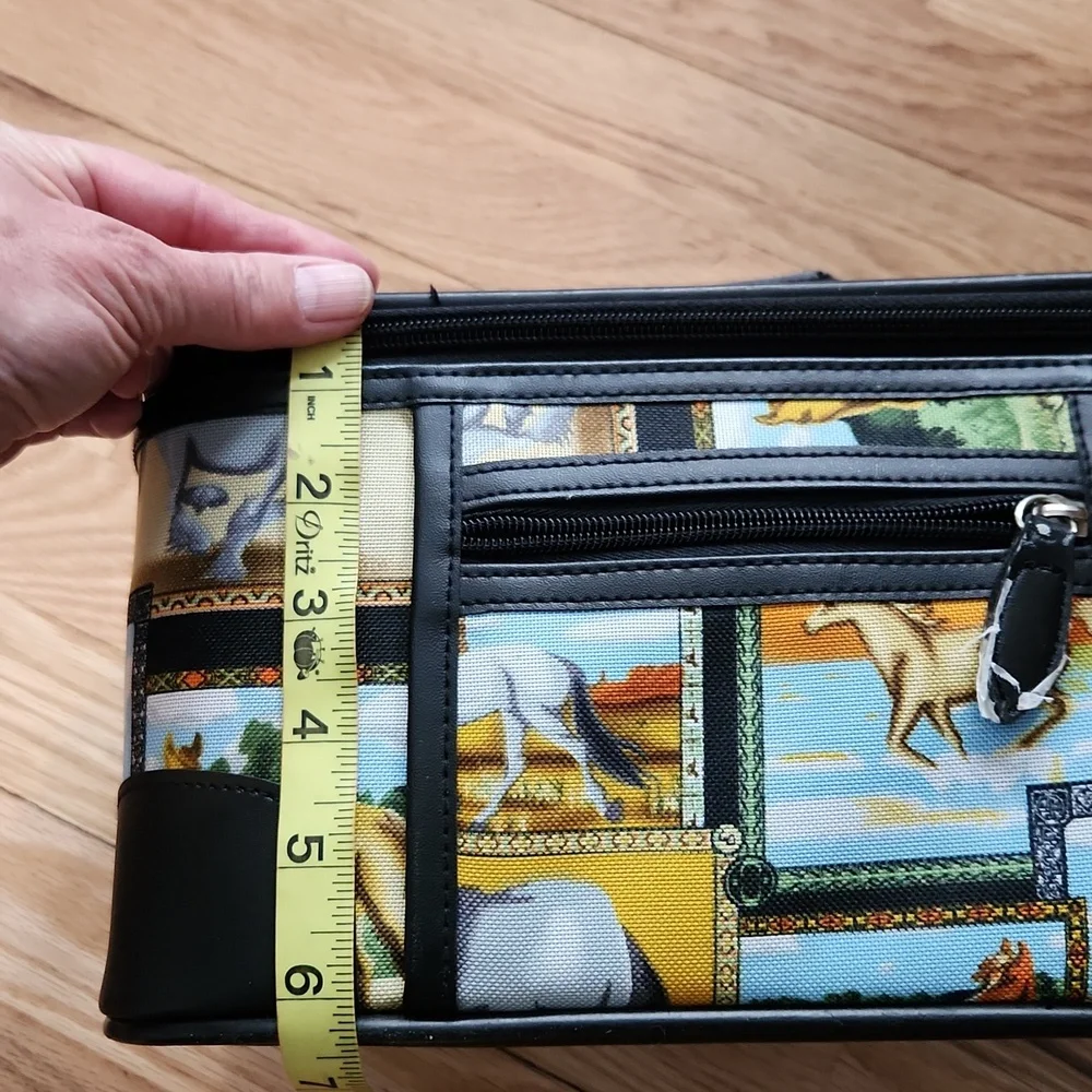 Colorful Animal Print Travel Case Horses Equestrian Train Case Make Up Case